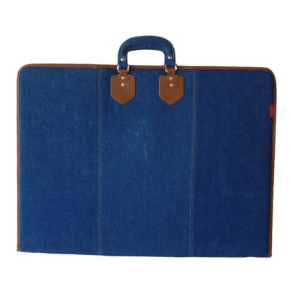 Stylish Blue Jean Material Covered Artist Portfolio Case 65cm x 45cm x 4cm Zippered with Handle