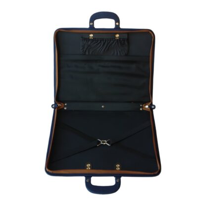 Stylish Blue PU Leather Artist Portfolio Case 46cm x 34cm x 4cm Zippered with Handle Opened