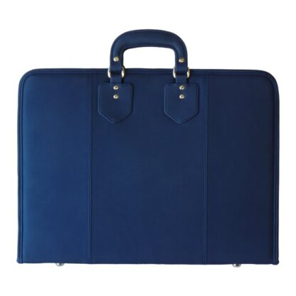 Stylish Blue PU Leather Artist Portfolio Case 46cm x 34cm x 4cm Zippered with Handle