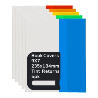 Pack of 5 Osmer Clear with Tinted Colour returns 9x7 book covers 235x184mm