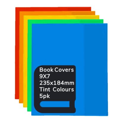 Pack of 5 Osmer Tinted Colours 9x7 book covers 235x184mm