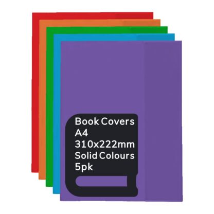 Pack of 5 Osmer Solid Colours A4 book covers 310x222mm