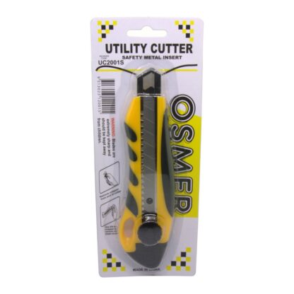 Osmer Brand Yellow Utility Cutter Knife with Saftey metal insert and screw lock