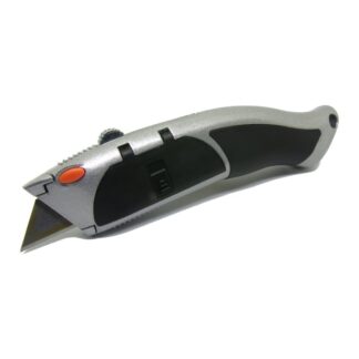 Osmer brand metal utility knife cutter and 10 trapezoide blade with storage for blades in cutter