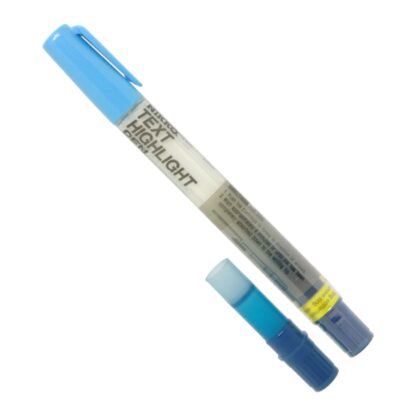 Blue Nikko Fluorescent refillable highlighter with refill cartridge upright