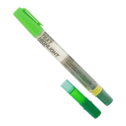 Green Nikko Fluorescent refillable highlighter with refill cartridge upright