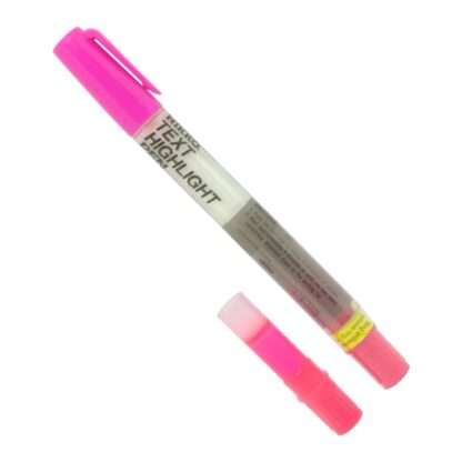 Pink Nikko Fluorescent refillable highlighter with refill cartridge upright