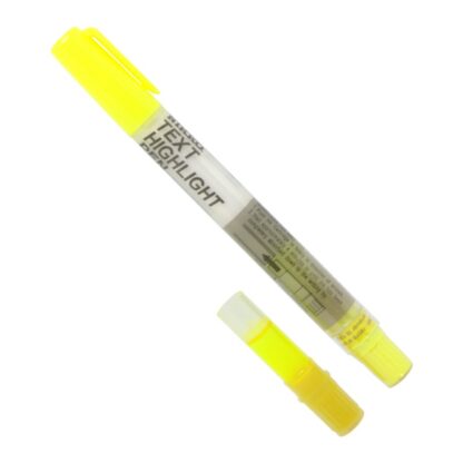 Yellow Nikko Fluorescent refillable highlighter with refill cartridge upright
