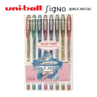 Wallet of 8 Uni-ball Signo Gel Pens in Noble Metal Colours UM120NM8P