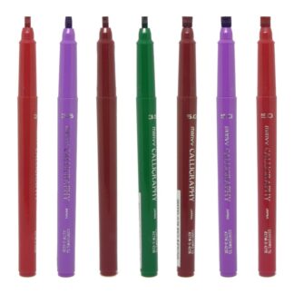 7 Marvy 6000 Calligraphy Pens in Purple, Green, Burgundy and Red in 3.5mm and 5.0mm Upright without Caps