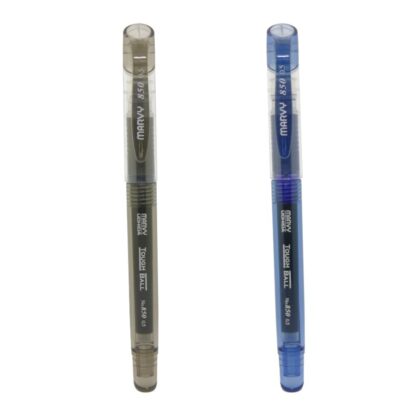 2 Marvy Uchida 850 Roller Ball Tough Ball Needle Point 0.5mm Pens in black and blue upright