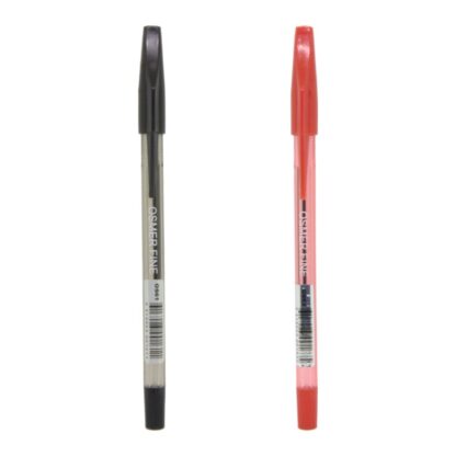 2 Osmer Brand Fine Point Ballpens Upright in Black and Red