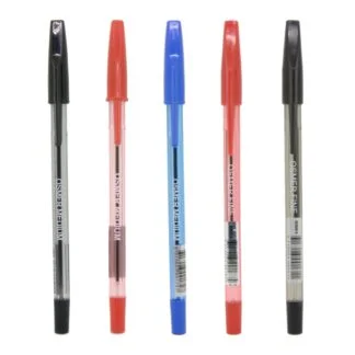 5 Osmer Brand Fine and Medium Ball Point Pens in Black, Red and Blue