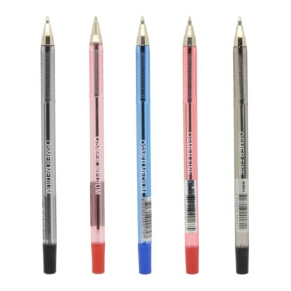 5 Osmer Brand Fine and Medium Ball Point Pens in Black, Red and Blue with no caps