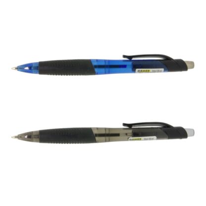 2 Osmer Brand Deluxe retractable ball pens in blue and black