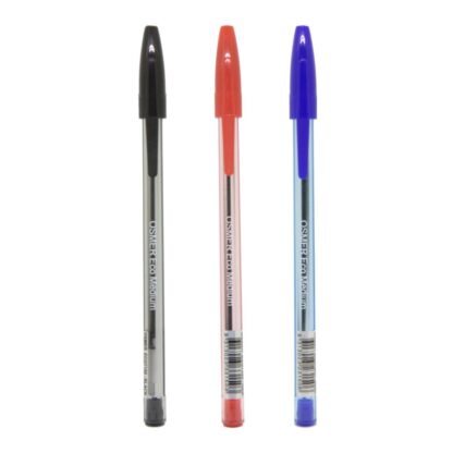3 Osmer Brand Eco Economy Pens in Black, Red and Blue uppright