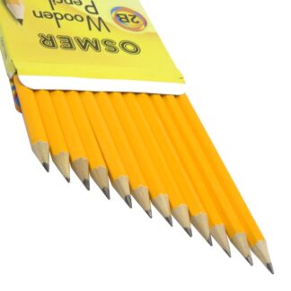 Opened box of Osmer brand wooden hexagonal 2B pencils displaying tips