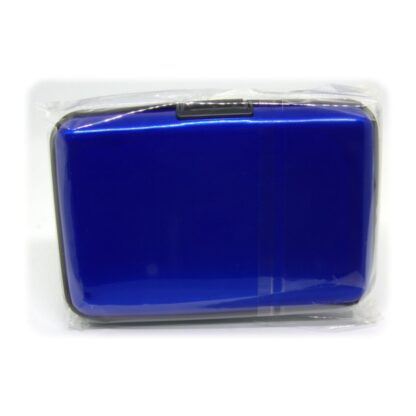 Blue Osmer aluminium credit card case to protect cards from RFID scanners