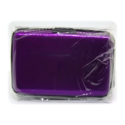 Purple Osmer aluminium credit card case to protect cards from RFID scanners