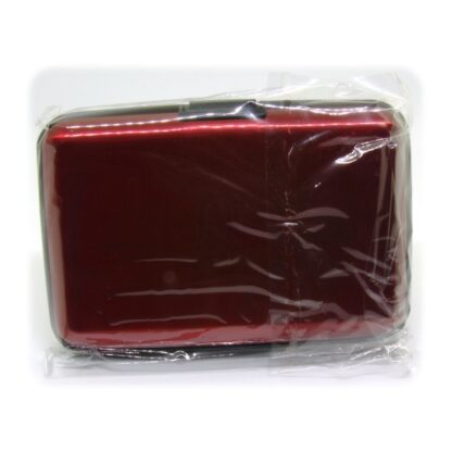 Red Osmer aluminium credit card case to protect cards from RFID scanners