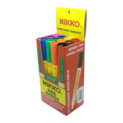 Box of 12 Nikko Permanent Oil Markers in Assorted Colours Chisel