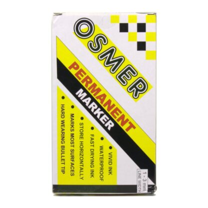 Osmer Black Bullet Tip Permanent Marker Box of 12 Front View