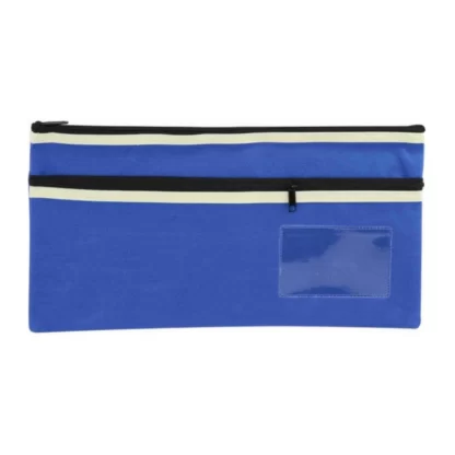 A dark blue Osmer 350mm x 180mm 2 Zip pencil case