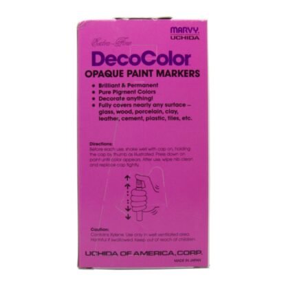 Marvy Uchida Black Extra Fine DecoColor Opaque Paint Marker Upright Box Back View
