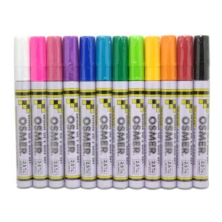Osmer 12 Assorted Broad Point Paint Markers displayed upright