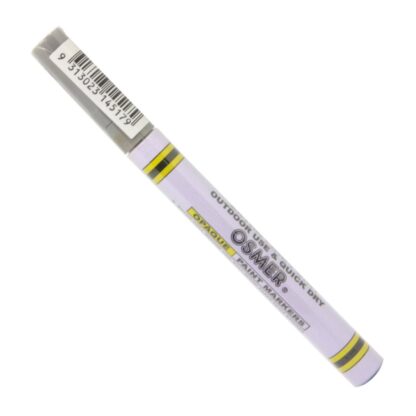 Osmer Silver Opaque Metallic Ink Extra Fine Tip Paint Marker with White Barrel and Silver Lid