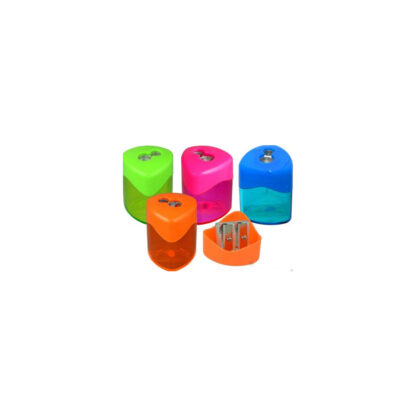 4 Osmer 2 hole pencil sharpeners with barrels in assorted colours