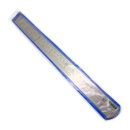 Osmer Brand Stainless Steel Ruler 30 cm 12 inch with etched 2 sided markings in plastic case