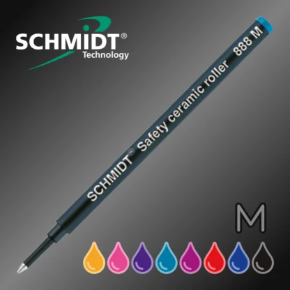 Genuine Schmidt 888M Medium Safety ceramic Roller Pen Refills in 8 assorted colours