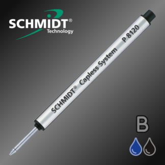 Genuine Schmidt Short P8120 Broad Capless System Rollerball Pen Refill in Blue and Black