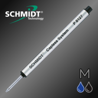 Genuine Schmidt Short P8127 Medium Capless System Rollerball Pen Refill in Black and Blue