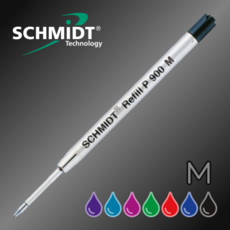 Genuine Schmidt P900 Medium G2 Ballpoint Pen Refill in Black Blue Red Green Magenta Turquoise and Violet