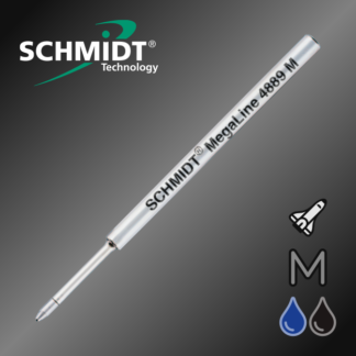 Genuine Schmidt S4889 Medium Megaline Pressurised Space Ballpoint Pen Refill in Black and Blue