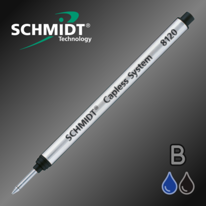 Genuine Schmidt Long S8120 Broad Capless System Rollerball Pen Refill in Black and Blue