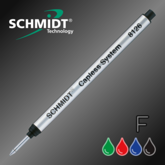 Genuine Schmidt Long S8126 Fine Capless System Rollerball Pen Refill in Black Blue and Green