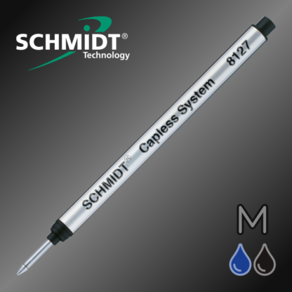 Genuine Schmidt Long S8127 Medium Capless System Rollerball Pen Refill in Black and Blue