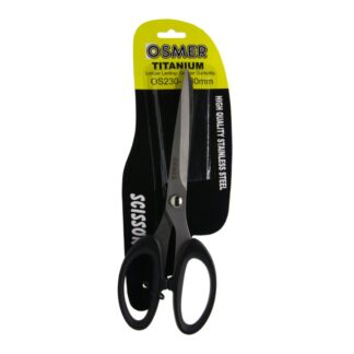 High Quality Black handle Osmer Brand 230mm Titanium Stainless Steel Scissors on hang sell blister card