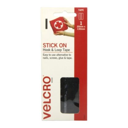 Velcro Brand Black Strip Hook and Loop Stick on Tape Front of Hang Sell Packet