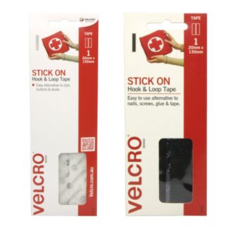 Velcro Brand White and Black Strip Hook and Loop Stick on Tape Front of Both Hang Sell Packets