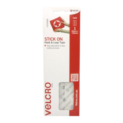 Velcro Brand White Strip Hook and Loop Stick on Tape Front of Hang Sell Packet