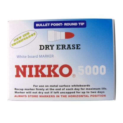 Nikko Brand Whiteboard 5000 Markers Assorted Colours Box Front View 5019