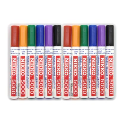 Nikko Brand Whiteboard 5000 12 Markers in Assorted Colours