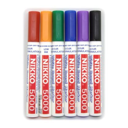 Nikko Brand Whiteboard 5000 6 Markers in Assorted Colours