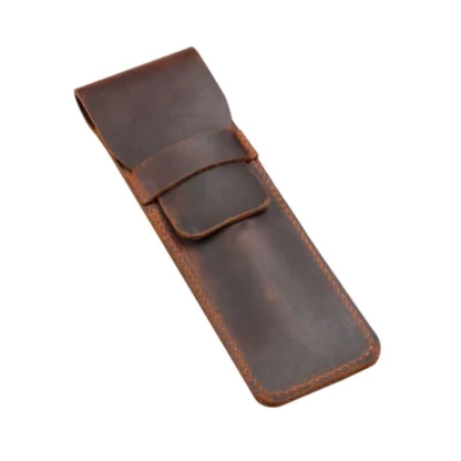 Brown leather case with a flap