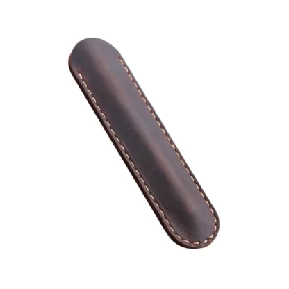 Brown oval shape leather pen sleeve