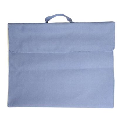 Front view of a blue Osmer brand library bag